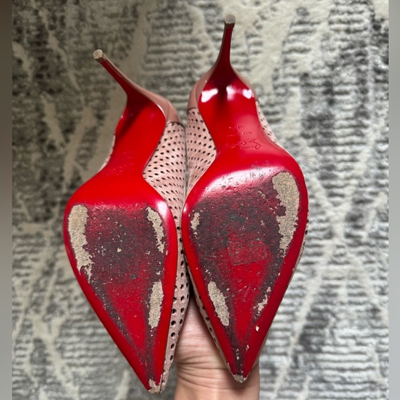 Christian Louboutin Perforated Tan Heels - Picture 4 of 14